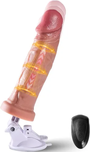 Consolador de empuje juguetes sexuales, enorme consolador grueso con 9 modos de empuje y 9 modos de vibración, consoladores de silicona de control