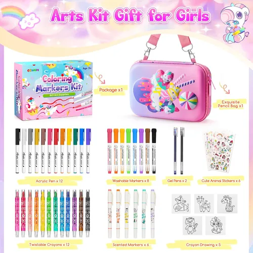 Miniatura 6 de CGBOOM Juego de marcadores perfumados con bonito estuche para niños, 40 marcadores de pintura como suministros de arte y regalo de creatividad