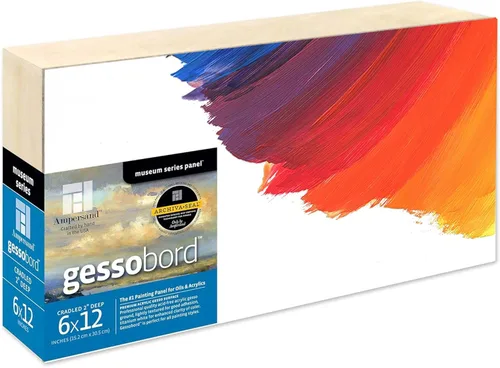 Miniatura 36 de Ampersand Art Supply Panel de pintura de madera de Gesso: Serie Museo Gessobord, 11 "x 14", perfil plano de 1/8
