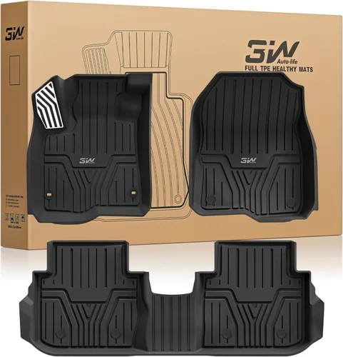 Miniatura 11 de 3W - Tapetes para Honda CR-V 2017-2022 (incluye híbrido) TPE, ajuste personalizado para todo tipo de clima, juego completo de tapetes para coche