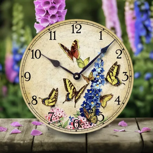 Miniatura 2 de Artículo C9010 Shabby Victorian Cottage Style 10.5 Inch Butterflies Clock