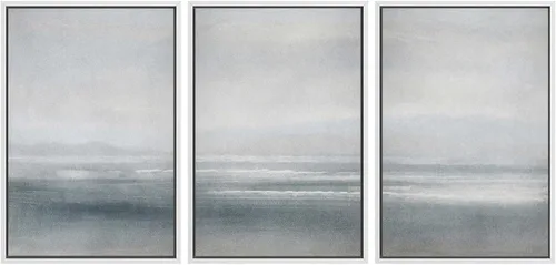 Miniatura 109 de SIGNWIN Lienzo enmarcado para pared, juego de arte abstracto de serenidad costera, ilustraciones abstractas junto al mar, arte moderno, decorativo