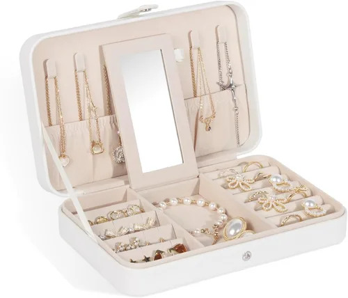 GUKA Estuche de joyería de viaje, organizador de viaje portátil de joyería, organizador de joyería de viaje de poliuretano para anillos, aretes,