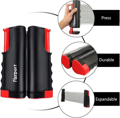 Miniatura 5 de FBSPORT Juego de paletas de ping-pong, juego de tenis de mesa portátil con red retráctil, raquetas, pelotas y bolsa de transporte