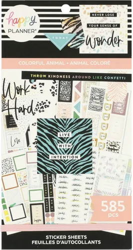 Happy Planner - Paquete de calcomanías para diarios y agendas, accesorios multicolor para álbumes de recortes, calcomanías de planificador estético,