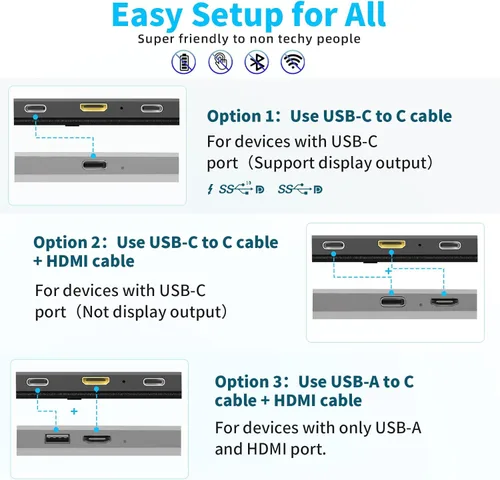 Miniatura 7 de Extensor de pantalla para laptop de 14" - Extensor de monitor IPS FHD 1080P de pantalla dual, monitor portátil para laptops de 13-17" con puerto
