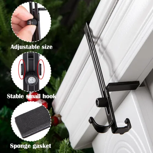 Miniatura 3 de Sfcddtlg 4 soportes de calcetines de Navidad para manto, ganchos ajustables para calcetines de chimenea, ganchos de metal para decoración de Navidad
