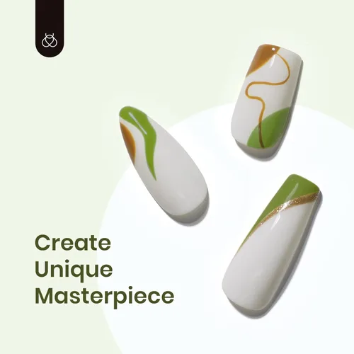 Miniatura 6 de Beetles Esmalte de uñas en gel de 6 colores, diseño de serpiente en verde oscuro, blanco, negro, dorado, esmalte de uñas en gel de invierno