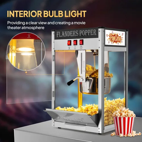 Miniatura 5 de Máquina de palomitas de maíz ROVSUN con hervidor de 10 onzas que hace hasta 4 galones, máquina de palomitas de maíz comercial de mostrador con Negro