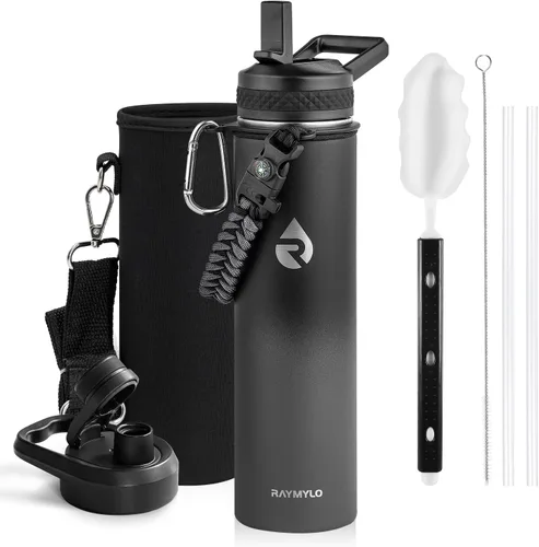 Miniatura 114 de RAYMYLO Botella de agua aislada de 24 onzas, de acero inoxidable con triple pared al vacío (fría durante 48 horas, caliente durante 24 horas), a