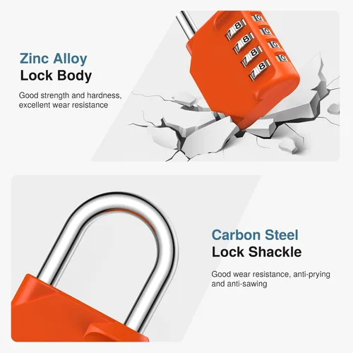 Miniatura 4 de Puroma Cerradura de Combinación de 4 Dígitos Impermeable Candados para Casilleros Candado Seguro para Exteriores para Casilleros de Gimnasio, Cajas