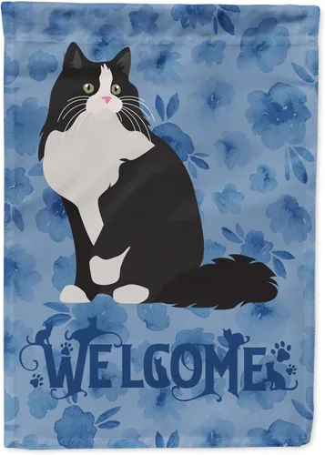 Miniatura 22 de Caroline's Treasures CK5047CHF Ojos Azules - Bandera de bienvenida con diseño de gato para casa de porche, grande, para colgar en la pared