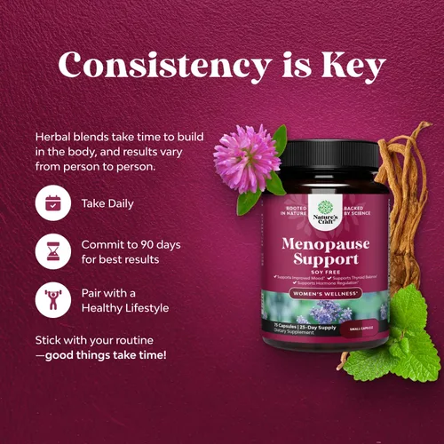 Miniatura 2 de Suplemento completo de menopausia herbaria para mujeres, cápsulas de equilibrio hormonal femenino sin soja para sudores nocturnos, sofocos y cambios
