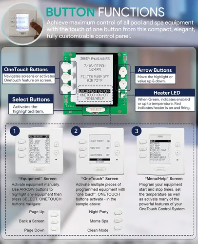 Miniatura 4 de sixcow R0550700 Reemplazo del subconjunto de PCB para el sistema de control Jandy Aqualink RS OneTouch, pieza de repuesto del panel de control