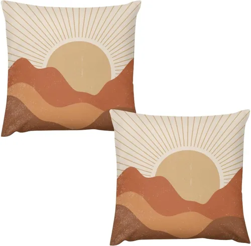Miniatura 24 de Juego de 2 fundas de almohada florales retro de los años 70, Groovy Funky Hippie Flor Naranja Estética Boho Fundas de Almohada de 16 x 16 pulgadas