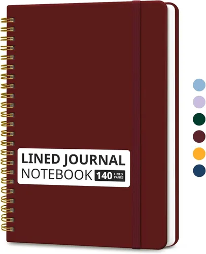 Miniatura 16 de Cuaderno rayado en espiral para mujeres y hombres, 140 páginas, cuaderno de tapa dura con rayas universitarias para trabajo y toma de notas, diarios