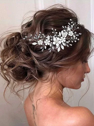 Miniatura 3 de Unicra Plata novia boda pelo vid flor novia pieza de pelo de diamantes de imitación accesorios para el pelo de cristal tocados joyería para mujeres