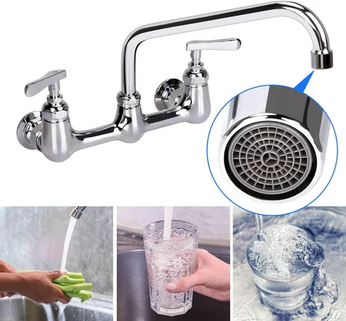 Miniatura 4 de Boquilla Giratoria con Boquilla Oscilante de 12 Pulgadas Kit de Reemplazo para Grifo de Fregadero de Cocina Comercial Añadida de Acero Inoxidable