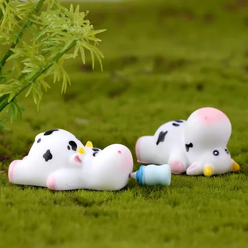 Miniatura 4 de 6 piezas de figuras de vaca para niños, lindos juguetes de animales, decoración de pasteles, vaca, hada, jardín, figuritas en miniatura, colección