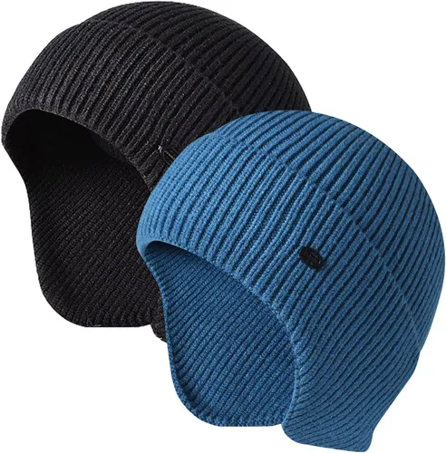 Gorros de invierno para hombre, para exteriores, elásticos, de punto, con orejeras, resistentes al viento