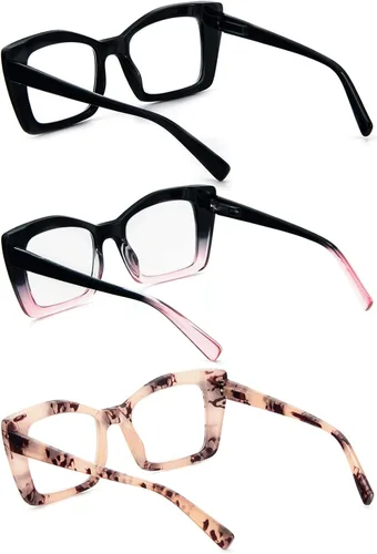 Miniatura 8 de DXYXYO Lentes de lectura cuadrados de gran tamaño para mujer, bloqueo de luz azul, estilo Oprah, marco grueso, lectores con bisagra de resorte
