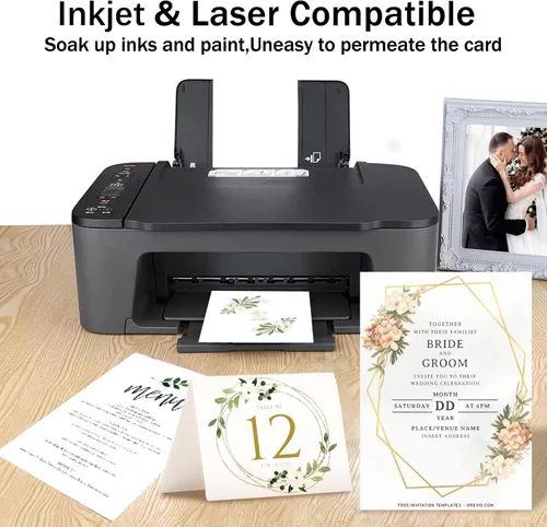 Miniatura 3 de 100 hojas de cartulina blanca de 8.5 x 11 pulgadas papel certificado, papel de impresora de tarjetas blancas Goefun para invitaciones, menús, bodas