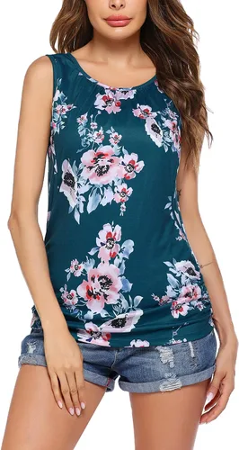 Miniatura 4 de Ekouaer Camiseta sin mangas de maternidad para mujer, camiseta sin mangas de doble capa para embarazo