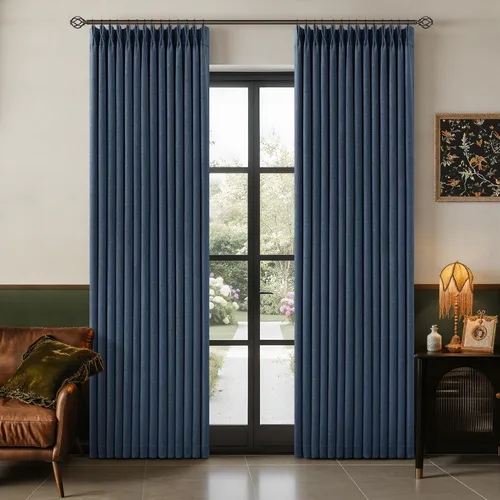 Miniatura 112 de Juego de 2 paneles de cortinas plisadas negras de 80 pulgadas para sala de estar, cortinas plisadas de lino con forro de 80 pulgadas de largo, 100%