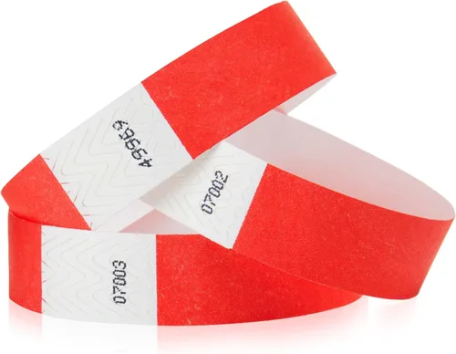 Miniatura 12 de 500 pulseras Tyvek verde neón para eventos, diseño a prueba de manipulaciones y color fluorescente que evitan la reutilización, pulseras de grado