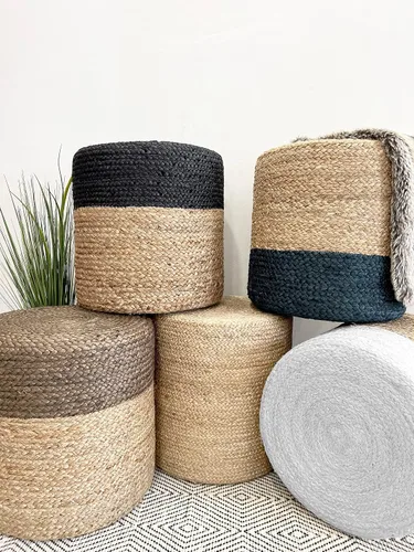 Miniatura 6 de S & L Homes Puf otomano – 100% yute trenzado a mano, tejido a mano, tradicional puf bohemio para sala de estar, dormitorio, guardería, patio, sala