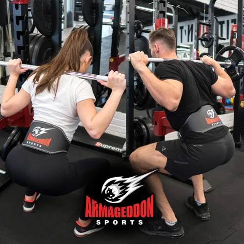 Miniatura 5 de ARMAGEDDON SPORTS Cinturón de cuero para levantamiento de pesas, cinturón acolchado de gimnasio de 6 pulgadas de ancho para hombres y mujeres