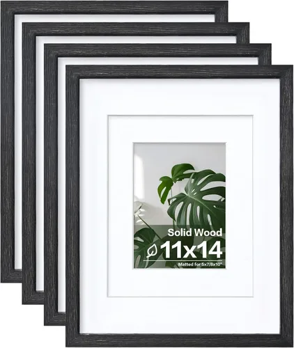 Miniatura 40 de Egofine - Juego de 4 portarretratos 8 x 10 pulgadas de madera maciza y cubierta de plexiglás de 4 x 6/5 x 7 pulgadas con paspartú u 8 x 10 pulgadas