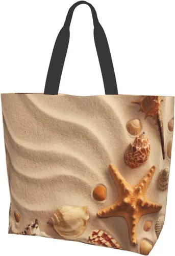 Miniatura 2 de Bolsa de mano de verano para playa, con estrellas de mar, grande, casual, para mujer, bolsas de hombro reutilizables para el trabajo, compras