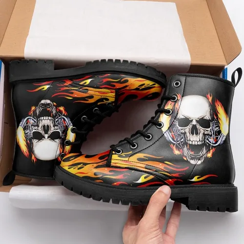 Miniatura 5 de Botas de combate negras personalizadas para mujer, botines de tacón grueso con plataforma y plataforma de tacón grueso