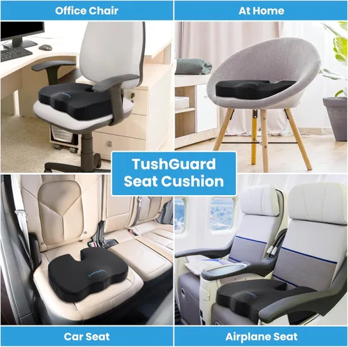 Miniatura 7 de Cojín de asiento TushGuard para silla de oficina de espuma viscoelástica antideslizante para la espalda, almohada de alivio para silla, almohada