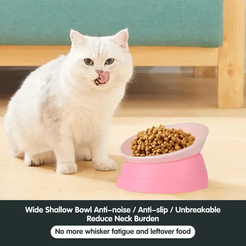 Miniatura 6 de Tazón Bulldog Antideslizante para Perros y Gatos Detachable de Goma Tazón para Mascotas Esterilizado Comedero Inclinable para Mascotas con Base Rosa
