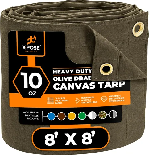 Miniatura 213 de Xpose Safety Lona de Lona - Lonas de Lona Verde de 10oz Resistentes al Agua con Ojales de Latón - Lona Multiusos para Exteriores para Campamento