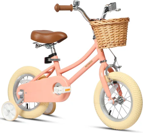 Miniatura 29 de Petimini Vintage Kids Bike for Girls, 12–20 Inch Classic Bicycle with Wicker Basket & Bell, High Tensile Steel Frame, Training Wheels (12–18”), 85%