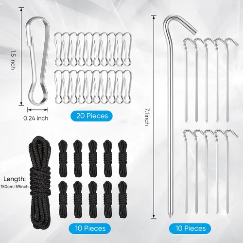 Miniatura 2 de Estacas de jardín para inflables, estacas de carpa de metal resistentes y correas de 1.5 metros con ganchos para decoraciones inflables navideñas