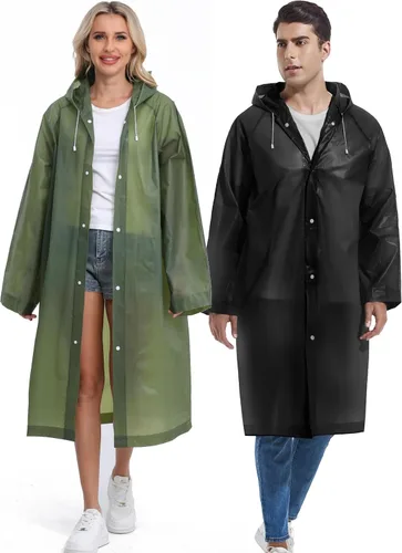 Miniatura 161 de 2 abrigos de lluvia de Borogo para adultos, chaquetas de lluvia reutilizables para hombres y mujeres
