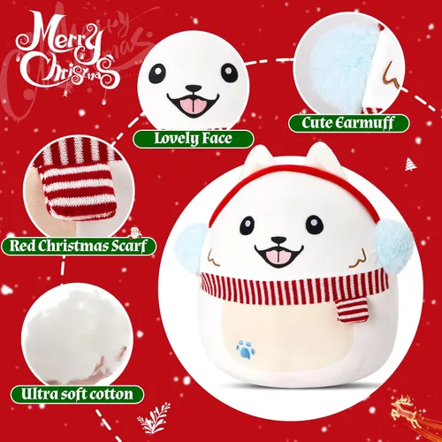 Miniatura 7 de Almohada de felpa para perro samoyedo de Navidad 2026, lindos peluches de cachorros, juguete de regalo de Navidad para niños y niñas, decoración