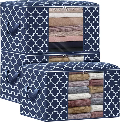 Miniatura 20 de WISELIFE Bolsas de almacenamiento, organización de ropa de manta grande y contenedores de almacenamiento para ropa de cama, edredones, organizador