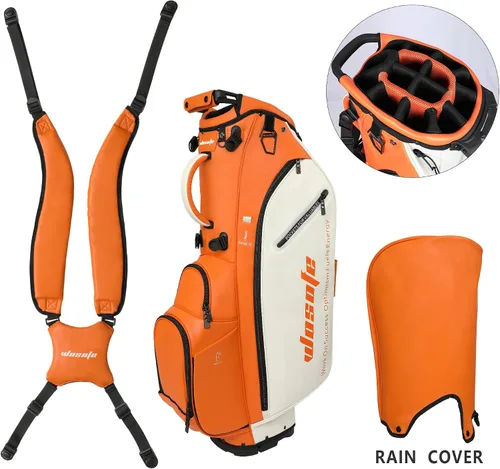 Miniatura 6 de WOSOFE PU Golf Bag with 6/14 Way Top Dividers Automatically Adjustable Dual Straps Elegant Design for Men Women Pu Golf Stand Bag with Multiple