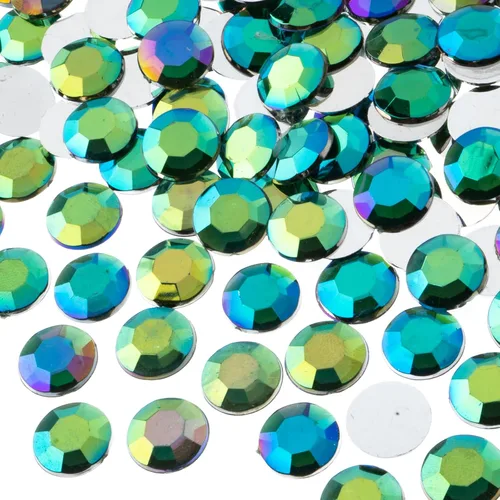 Miniatura 15 de John Bead 400 piezas de diamantes de imitación redondos acrílicos de 0.472 in (SS50), color verde, acrílico con parte trasera plana para hacer
