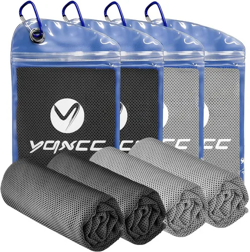 YQXCC Paquete de 4 toallas refrescantes de 40 x 12 pulgadas, toallas de hielo de microfibra para cuello y cara, trapos suaves y transpirables para 2