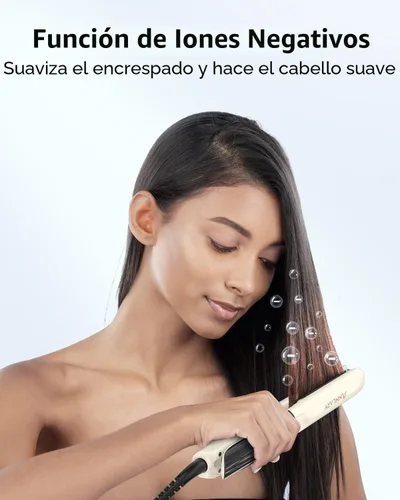 Miniatura 2 de Annlary - Plancha de pelo de 1 pulgada y rizador de pelo de titanio cerámico iónico de 2 en 1 con voltaje dual, con silicona resistente al calor
