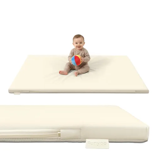 Tapete de juego de cuero vegano para bebés, tapete de juego de espuma gruesa de 50 x 50 pulgadas para bebés y niños pequeños, tapete acolchado y