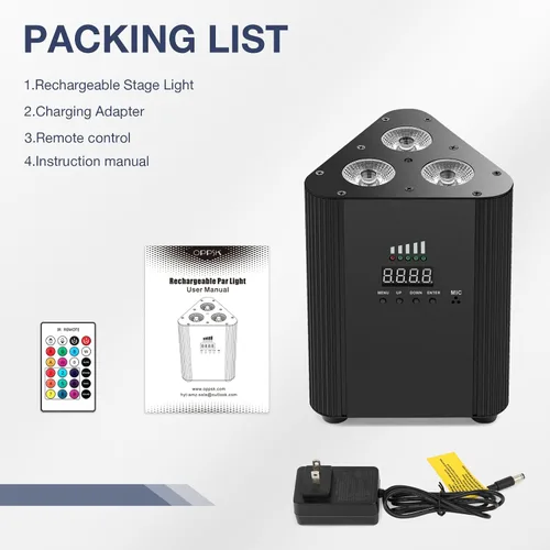 Miniatura 9 de Luces Par de escenario alimentadas por batería, LED 4 en 1 RGBW a todo color, 6 horas de funcionamiento a todo color, control remoto y DMX - Luces