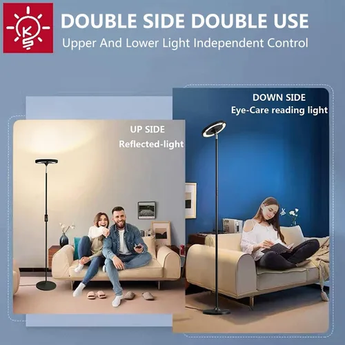 Miniatura 2 de Keepsmile Lámpara de pie de iluminación doble cara LED con aplicación inteligente 36W/2600LM lámpara de pie alta brillante RGB lámpara de pie