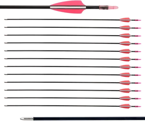 Miniatura 8 de LWANO Flechas de fibra de vidrio de 28" - Flechas de práctica de arquería con puntas rombas y eje duradero para niños, jóvenes, principiantes